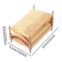 Lit en bois miniature 1:12 pour maison de poupée, décor de chambre à coucher, modèle de simulation de lit simple, jouet d'imitation 6