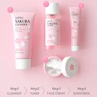 Sakura – ensembles et Kits de soins de la peau, avec nettoyant, sérum, crème pour les yeux, crème essence, produits de beauté pour femmes, coffrets cadeaux, Kit de voyage en Routine 5