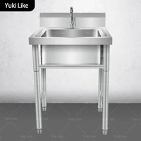 อ่างล้างจานสแตนเลสแบบติดตั้งในตัวพร้อมขายึด ช่องเดี่ยวหรือสองช่อง สำหรับใช้ในครัวเรือนหรือร้านอาหาร สำหรับล้างผักและจาน 1