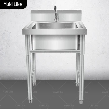 อ่างล้างจานสแตนเลสแบบติดตั้งในตัวพร้อมขายึด ช่องเดี่ยวหรือสองช่อง สำหรับใช้ในครัวเรือนหรือร้านอาหาร สำหรับล้างผักและจาน 1