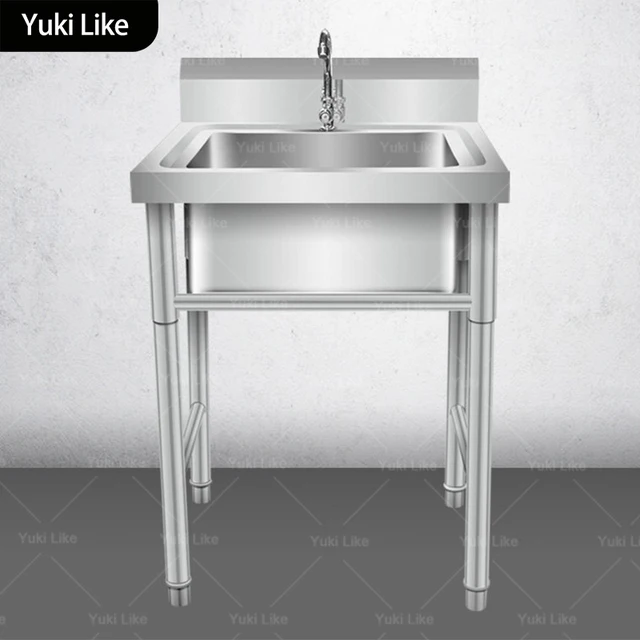 อ่างล้างจานสแตนเลสแบบติดตั้งในตัวพร้อมขายึด ช่องเดี่ยวหรือสองช่อง สำหรับใช้ในครัวเรือนหรือร้านอาหาร สำหรับล้างผักและจาน 1