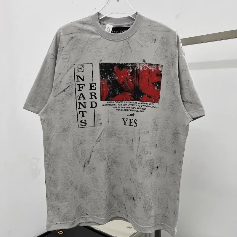 

Luxury 2024ss ERD High-Quality Vintage Torn Cotton Short-Sleeved T-Shirt