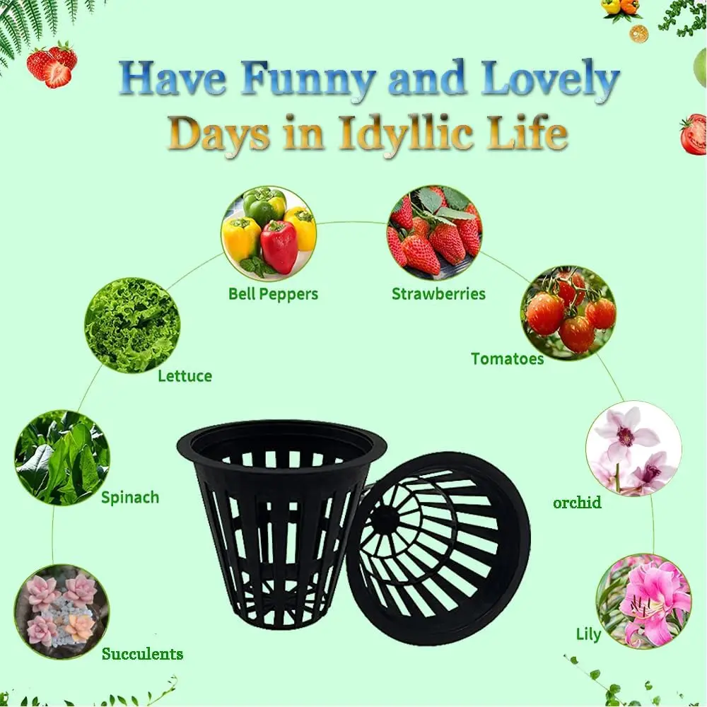 2 Inch Heavy Duty Net Pots Hydroponic Cups Garden Slotted Mesh Net Cups Plant Nursery Pots 50/100Pcs for Hydroponics