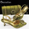 Queena Yan Nigeria Elegant Noble Party Wedding Shoes And Bag Pointed Toe Decorated With Rhinestone Women Heel Shoes