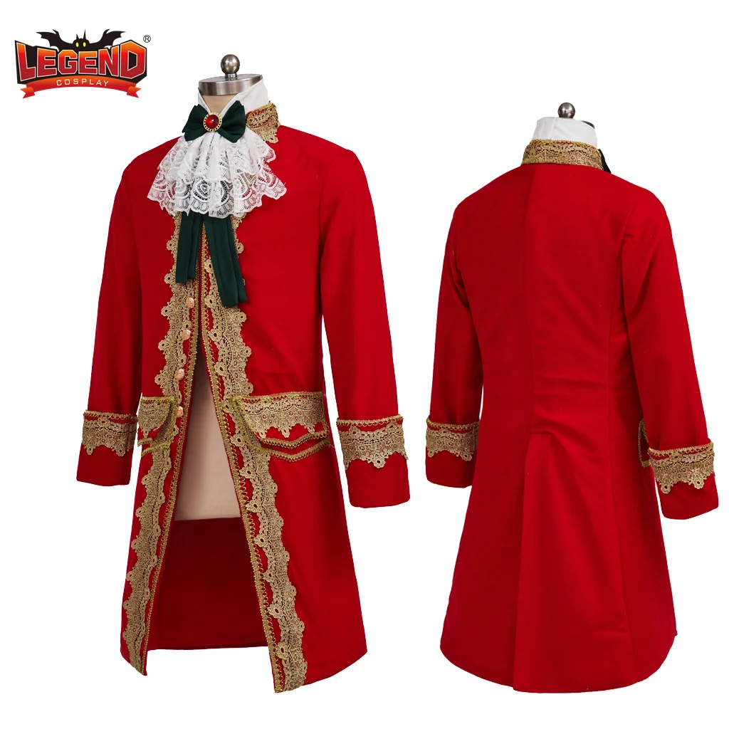 

Men's 18th Century British Gentleman Cosplay Costume Medieval Victorian Renaissance Tudor Rococo Red Coat Halloween Outfit