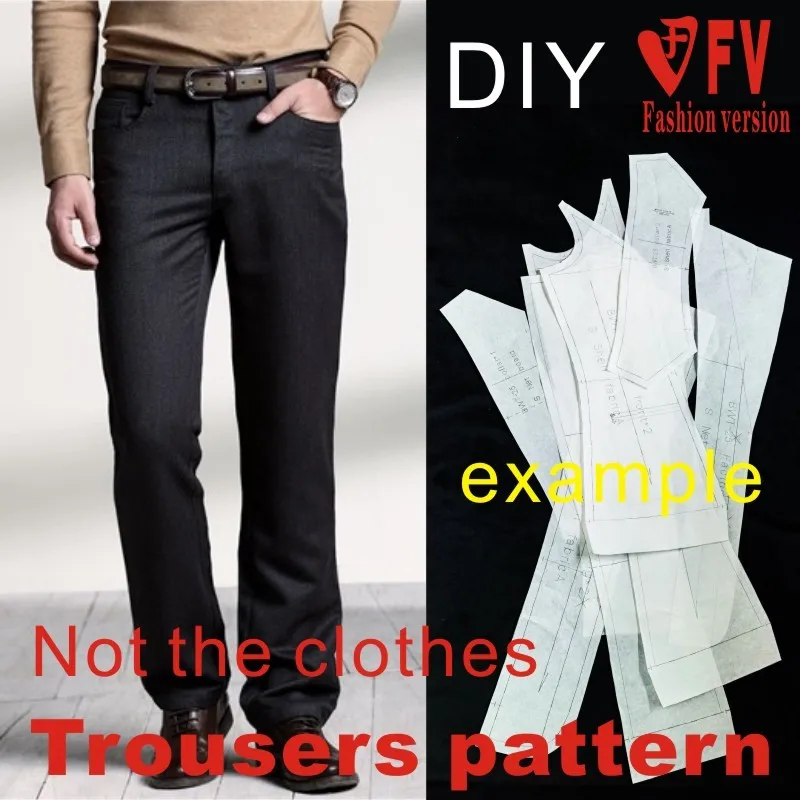 DIY handmade clothing sewing map men's casual pants jeans 1:1 physical paper pattern TNK-3