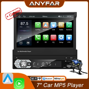 Reproductor Universal Carplay Android Auto 1 Din MP5 pantalla táctil retráctil automática Manual de 7 pulgadas reproductor de coche Radio FM enlace de espejo 1