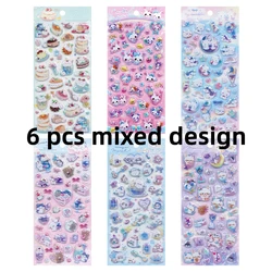 Sweet Candy Pets 3D Puffy Stickers - Set of 3 or 6 for Scrapbooking, DIY, and Stationery (6 pcs mixed design)