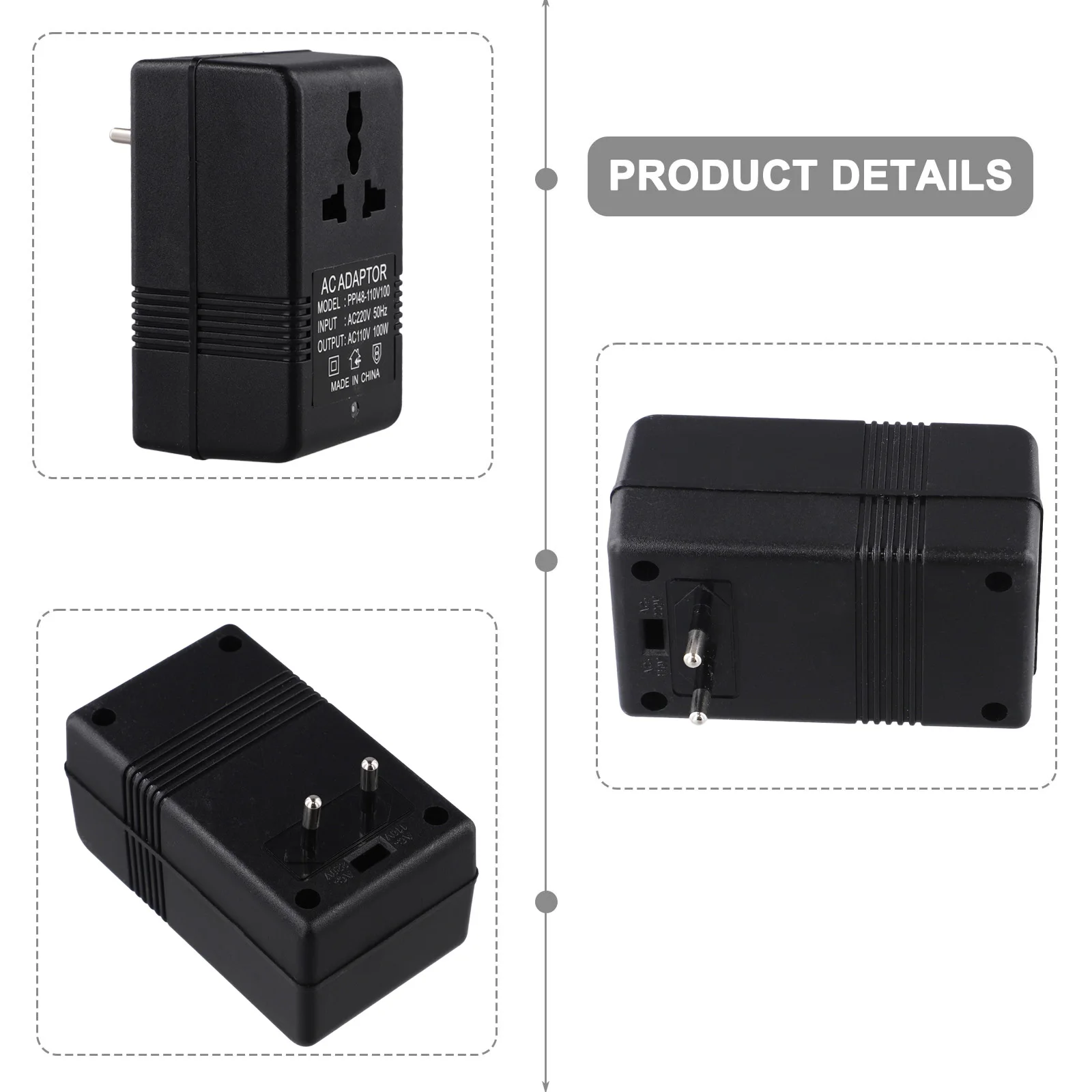 Voltage Converter Voltage Converter Steps Down Transformers Travel Adapter 220V To 110V EU Plugs 50W 100W Power Transformer