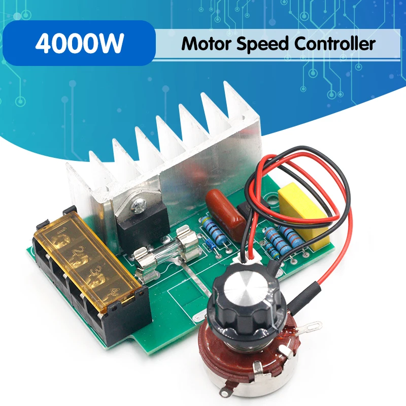4000W 0-220V AC SCR Electric Voltage Regulator Motor Speed Controller Dimmers Dimming With Temperature Insurance | Электроника