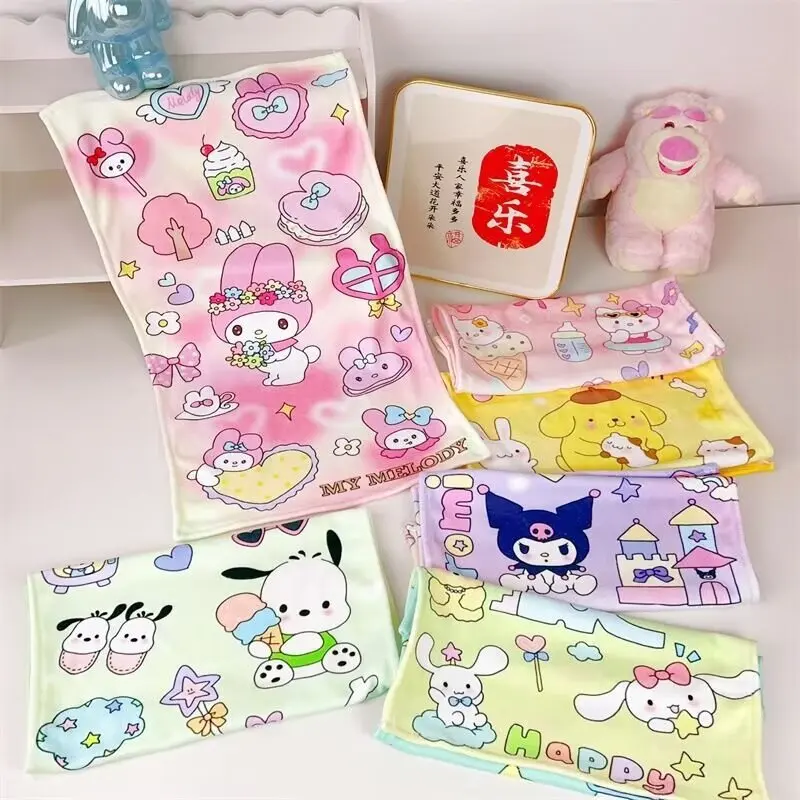 

Hello Kitty Kuromi Anime Kawaii Sanrio Household Towel Cute Cartoon My Melody Children Absorbent Beach Towel Ins Gifts for Kids