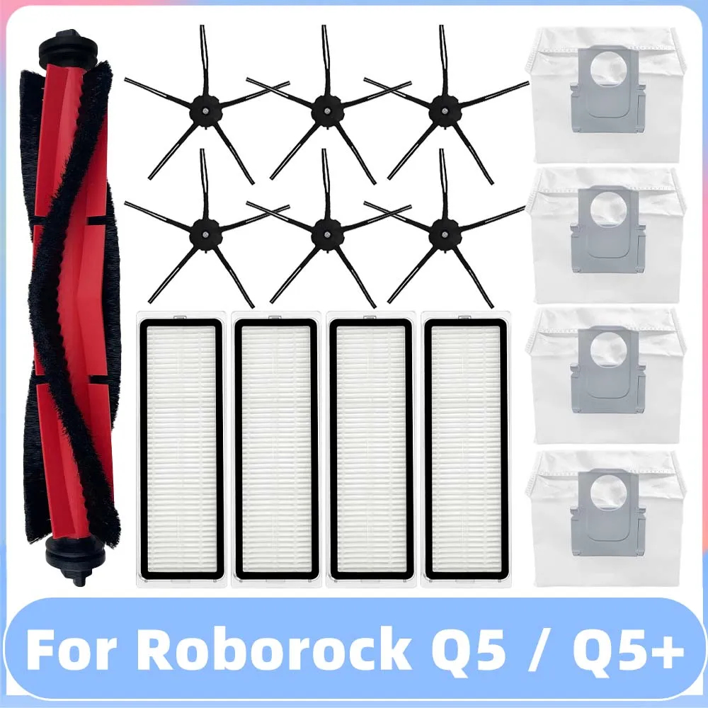 For Roborock Q5 + Plus Q340RR Roller Main Side Brush Hepa Filter Mop