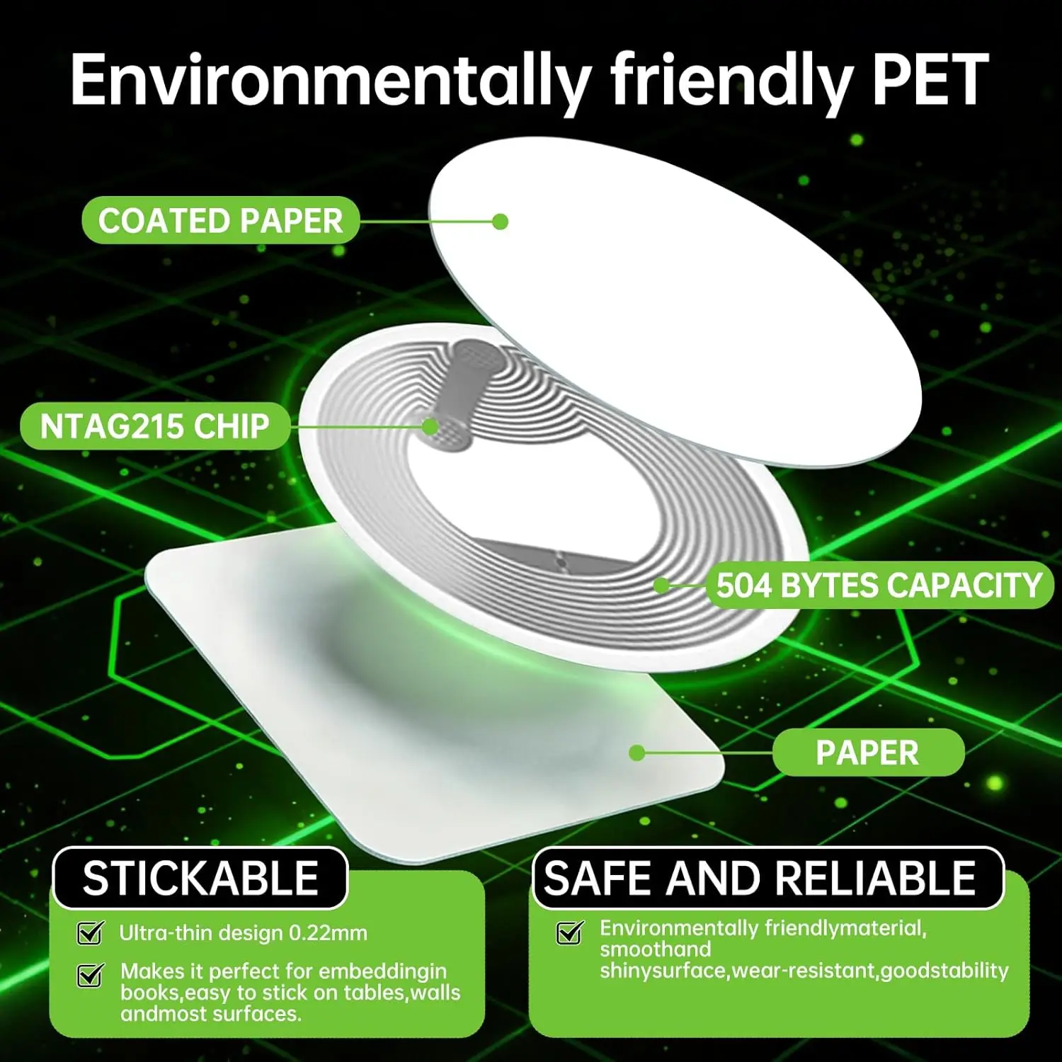 NFC Tags Adhesive NFC Stickers Chip Rewritable Ntag 213 215 216 NFC-Tags 144 504 888 Bytes For Universal NFC-Enabled Devices 4