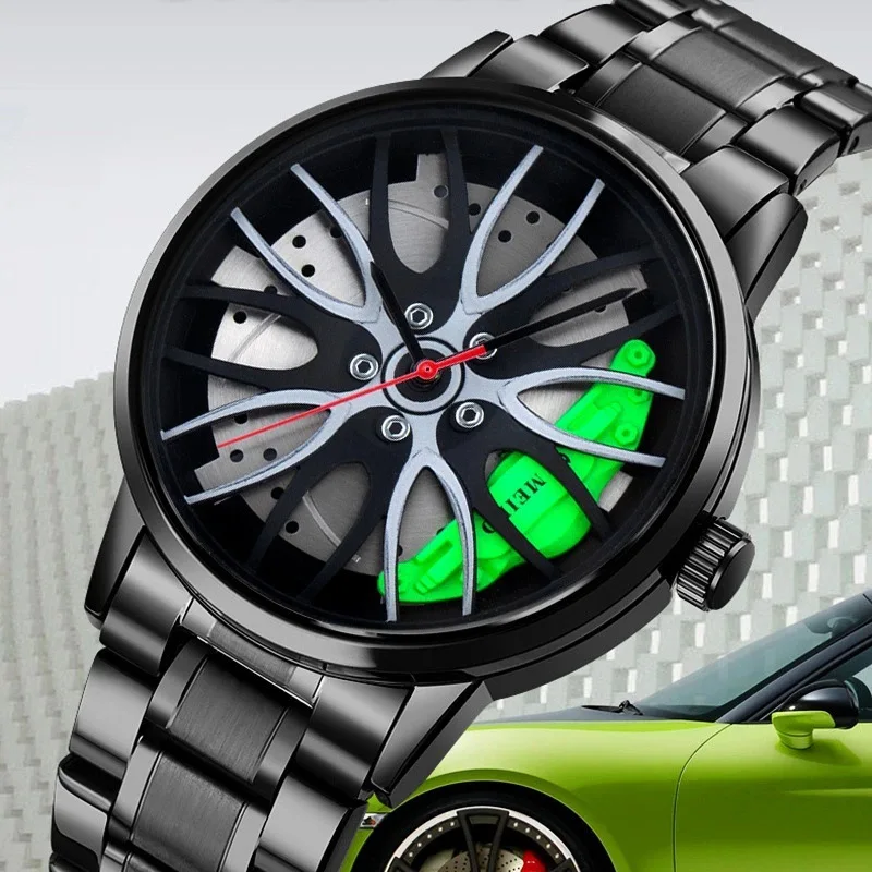 Fashion Luxury Sports 3D Car Steering Wheel Watch for Men Racing Sports Watches Men's Quartz Watch for Car Rim Reloj