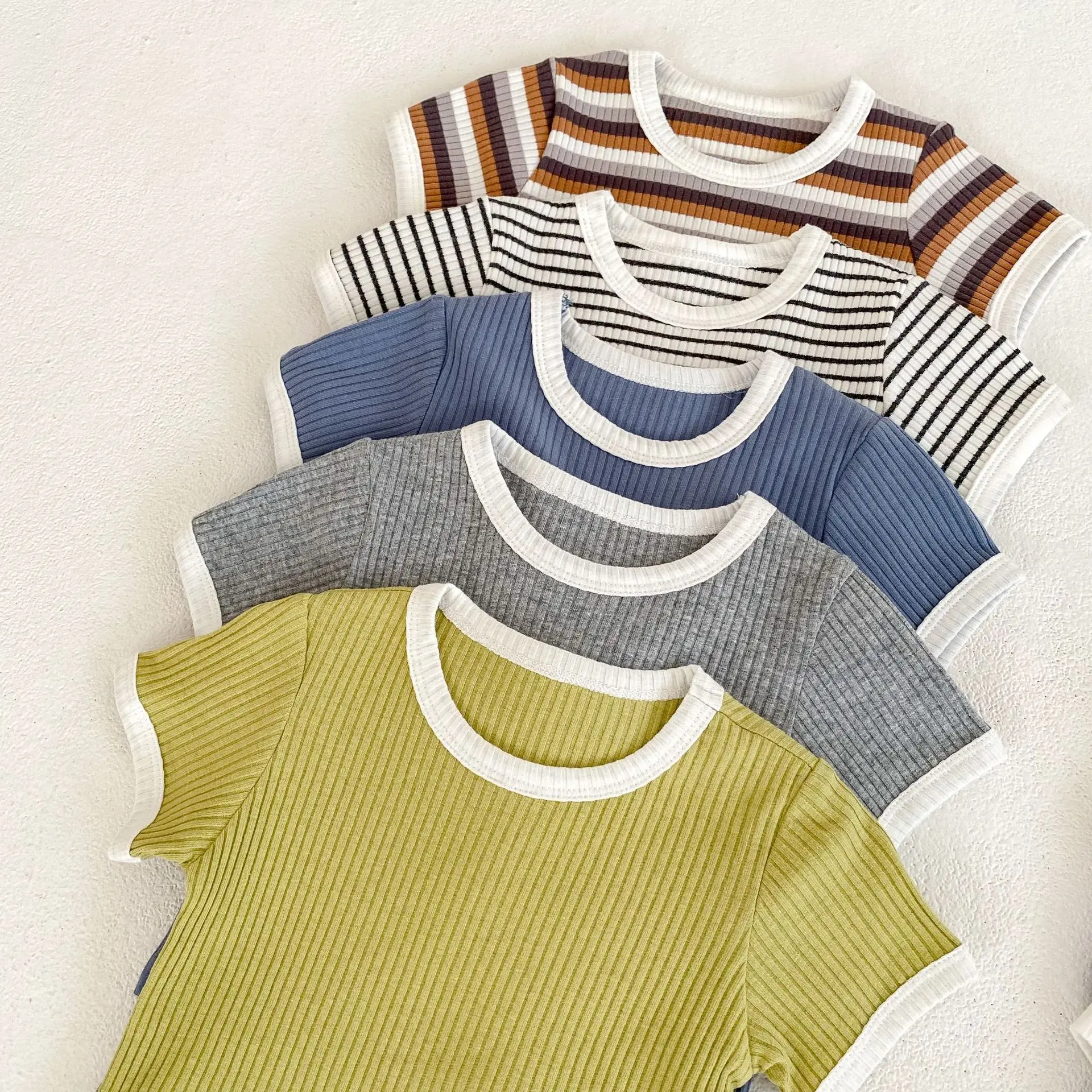 Baby Clothing Set Brief Boys Track Suit Waffle Tee And Shorts