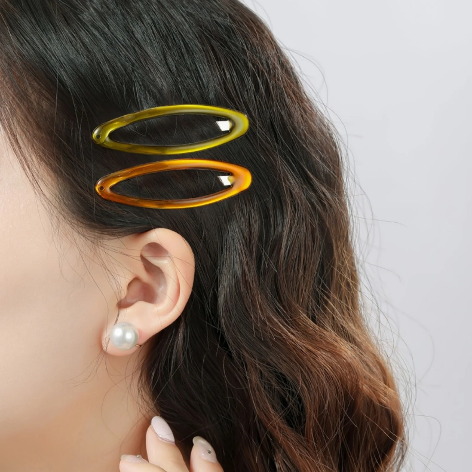 6PCS Solid Color Oil - Drip Hollow Oval Hairpins, Korean Blogger Style, Chic Side Clips for Bangs & Hair Styling