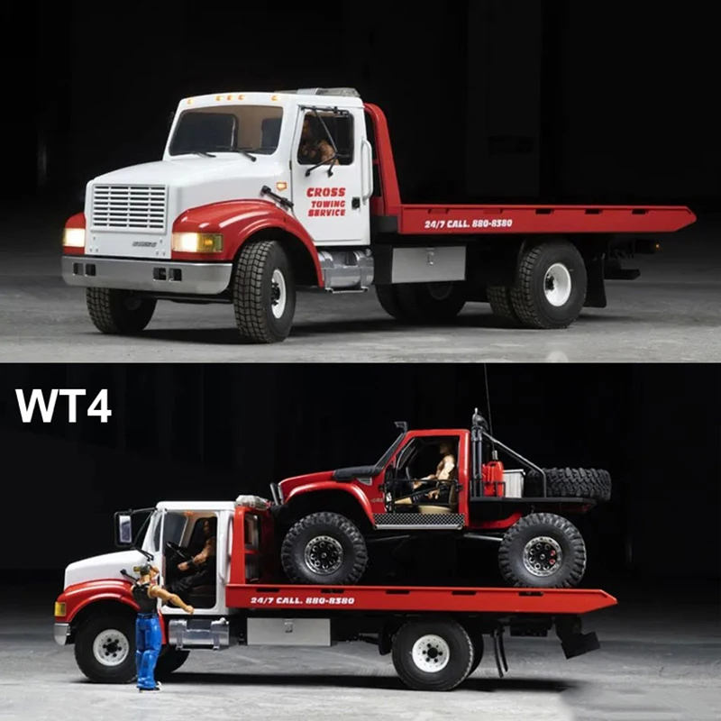 In Stock CROSSRC WT4 1/10 4*2 Metal RC Wrecker Road Rescue Truck Recovery Car with Lights Two-speed Engineering Transport Model 2