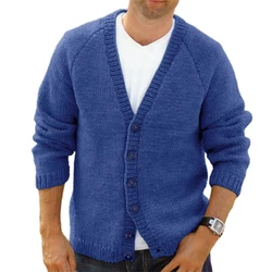 Winter Casual Long Sleeve V-Neck Jumper Jackets Men Clothing New Autumn Buttoned Knitted Coats 2023 Fashion Solid Men's Knitwear