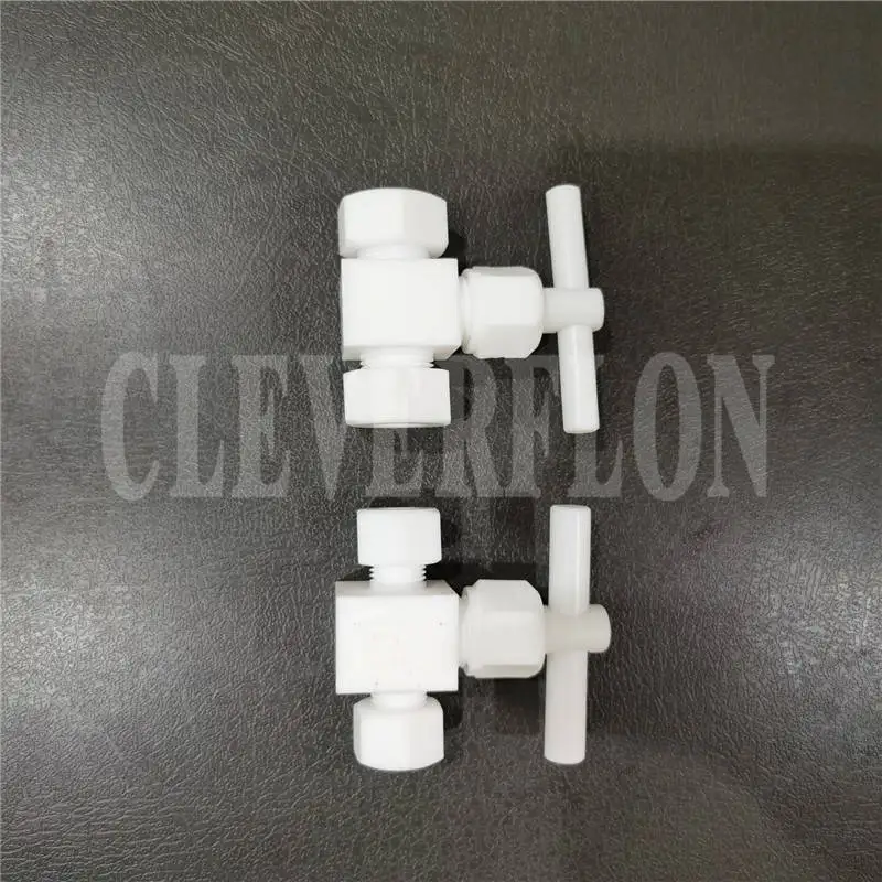 Corrosion resistant white pipe union 2 way PTFE needle valve