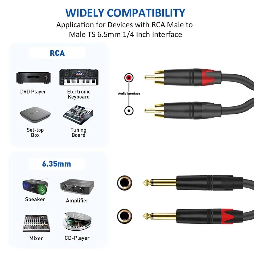   ο  1/4 ġ 6.35mm- RCA  ̺, ׷ AUX  ̺   ̺ ڵ, 1PC