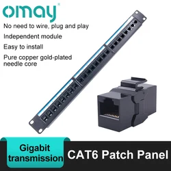 24 Port CAT6 Through Coupler Patch Panel RJ45 Network Cable 19in 1U with Back Bar Rackmount  CAT6A UTP Keystone Jack