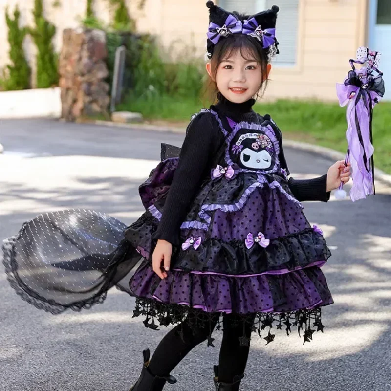 サンリオクロミ-女の子のためのプリンセスドレス,リボン付き