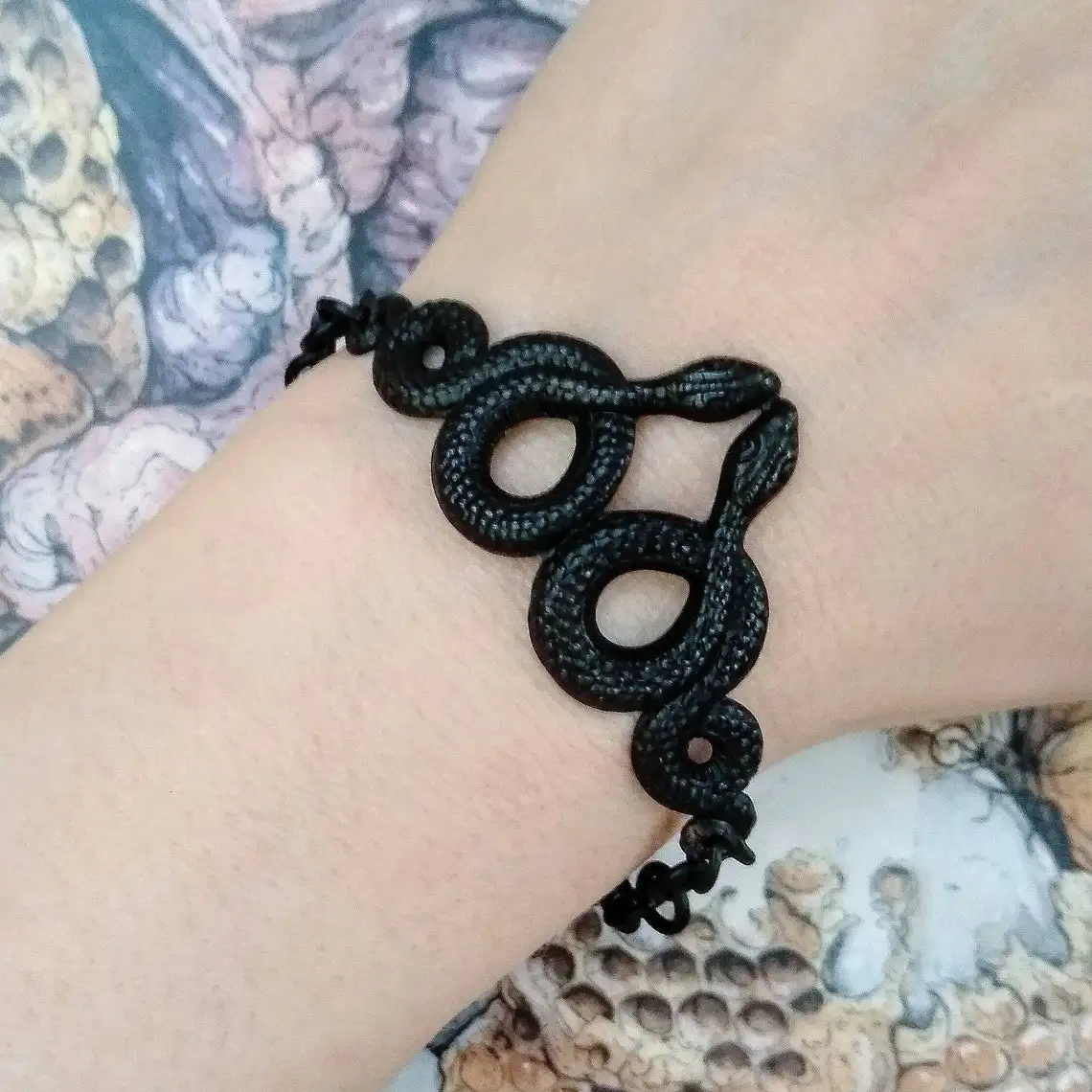 Medusa Black Snake Bracciale Catena Dark Goth Gothic Wprurighty Black Metal Jewelry Bracciale Serpente Serpente
