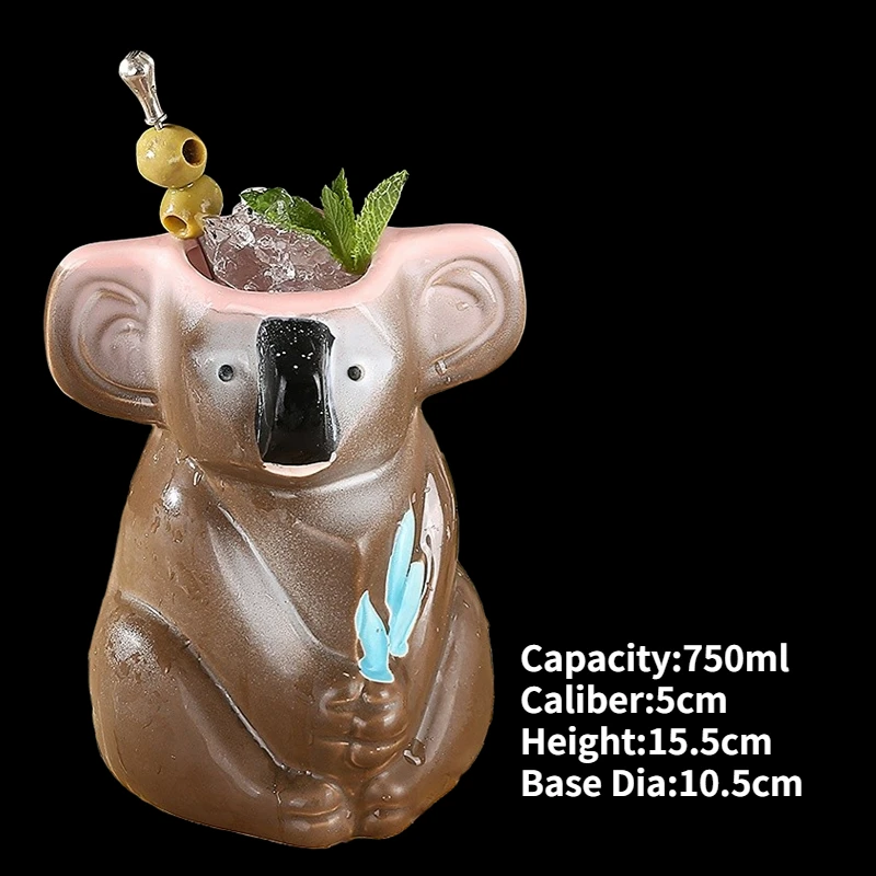 Hawaiian Ceramic Tiki Mug - Creative Cocktail Cup and Halloween Bar Gift