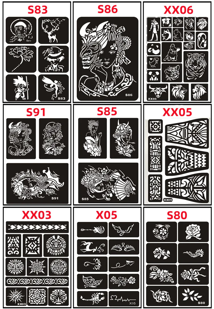 Pochoirs Réutilisables Pour Tatouage à L'aérographe - Modèles