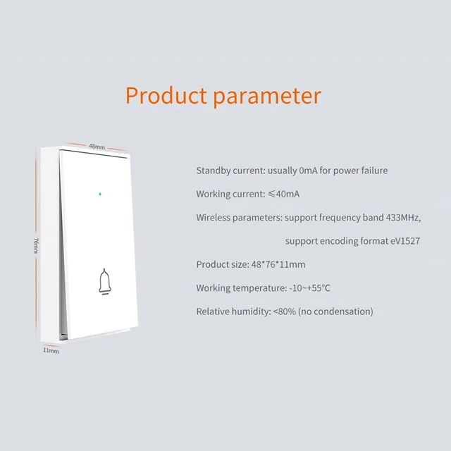 TAIBOAN Wireless Door Bell Button 433MHz Welcome Smart Doorbell with Battery & SOS Button for 433mhz Home Security Alarm System 4