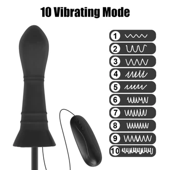10 Modes Vibrator Anal Plug Female Masturbator 2 In 1 Inflatable Vagina Expander Butt Dilator Sex Toys For Women Men 2