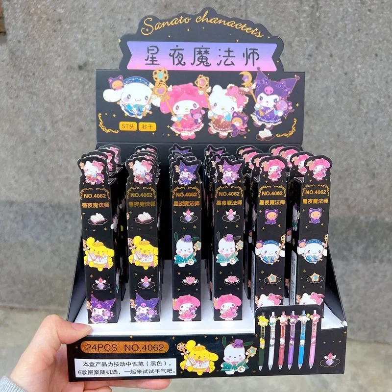 

24 Pcs/ Box Sanrio Gel Pen Hellokitty Kuromi Cinnamoroll Ballpoint Pen Student Stationery Wholesale