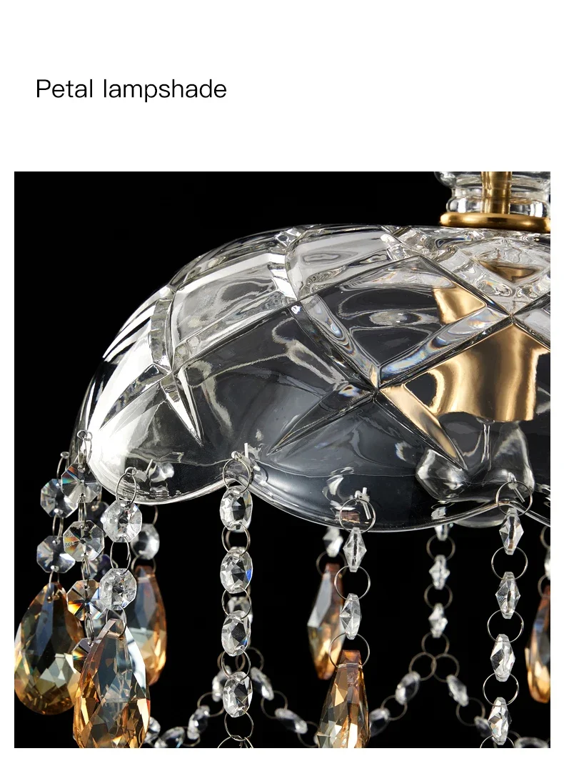 Description Picture 4 of itemFrench Creative Crystal Porch Corridor Small Chandelier American Rural Porch Entrance Bedside Light Luxury Home Decoration Lamps
