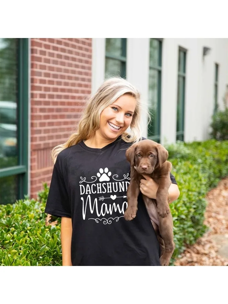 

Dachshund Mama Dog Paw Graphic Tees Clothes for Women Summer T Shirt Dog Lover Aesthetic Print Kawaii Tops Camisetas Mujer New