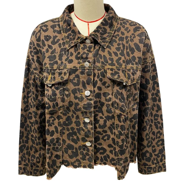 Oversized Jackets Denim Animal Print Jacket Leopard Oversized