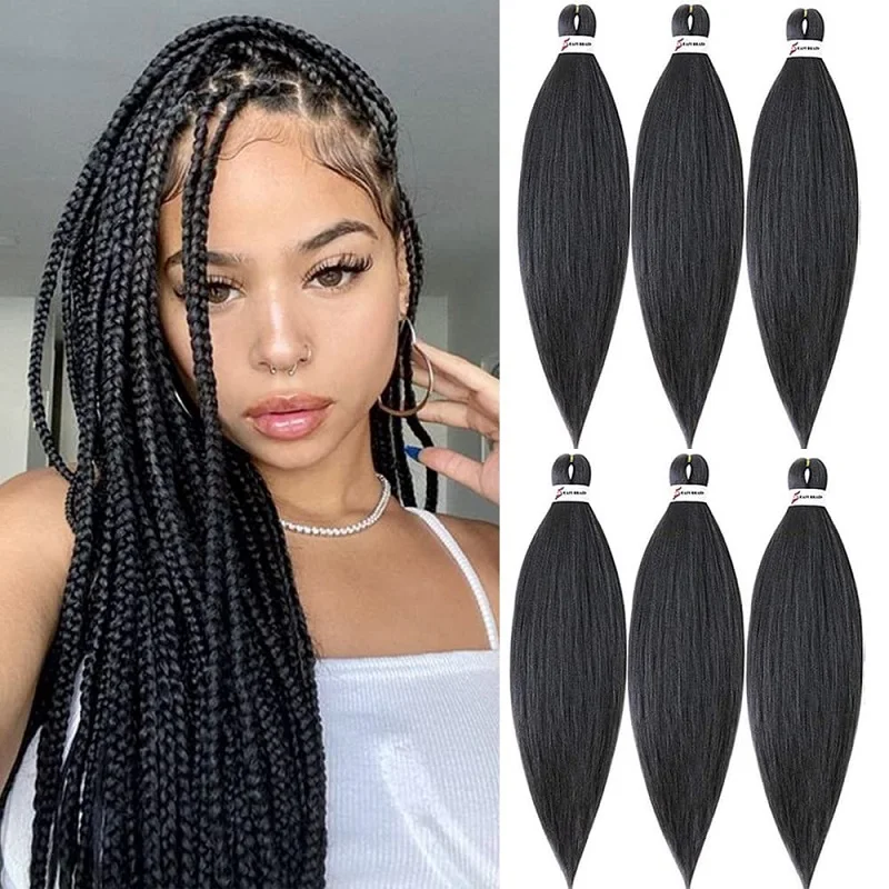 

Black STAR-Yaki Crochet Hair Extensions, Professional Soft Yaki Straight Hair, Hot Water Setting for Kids, Women, 26 in,6 Packs