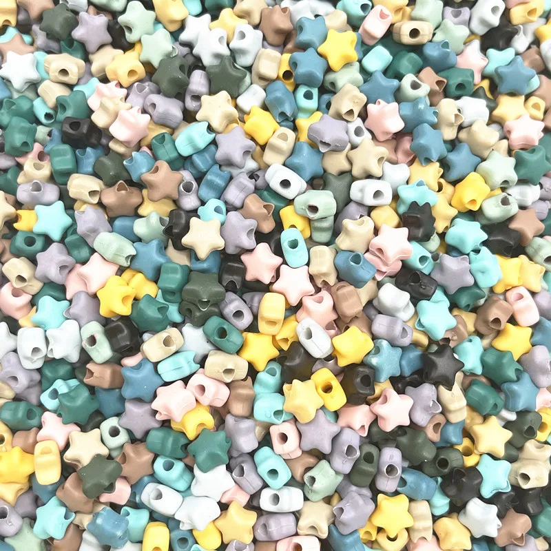 새로운 50pcs 10mm 매트 다섯개 스타 아크릴 느슨한 스페이서 비즈 쥬얼리 만들기 DIY 수제 액세서리 만들기