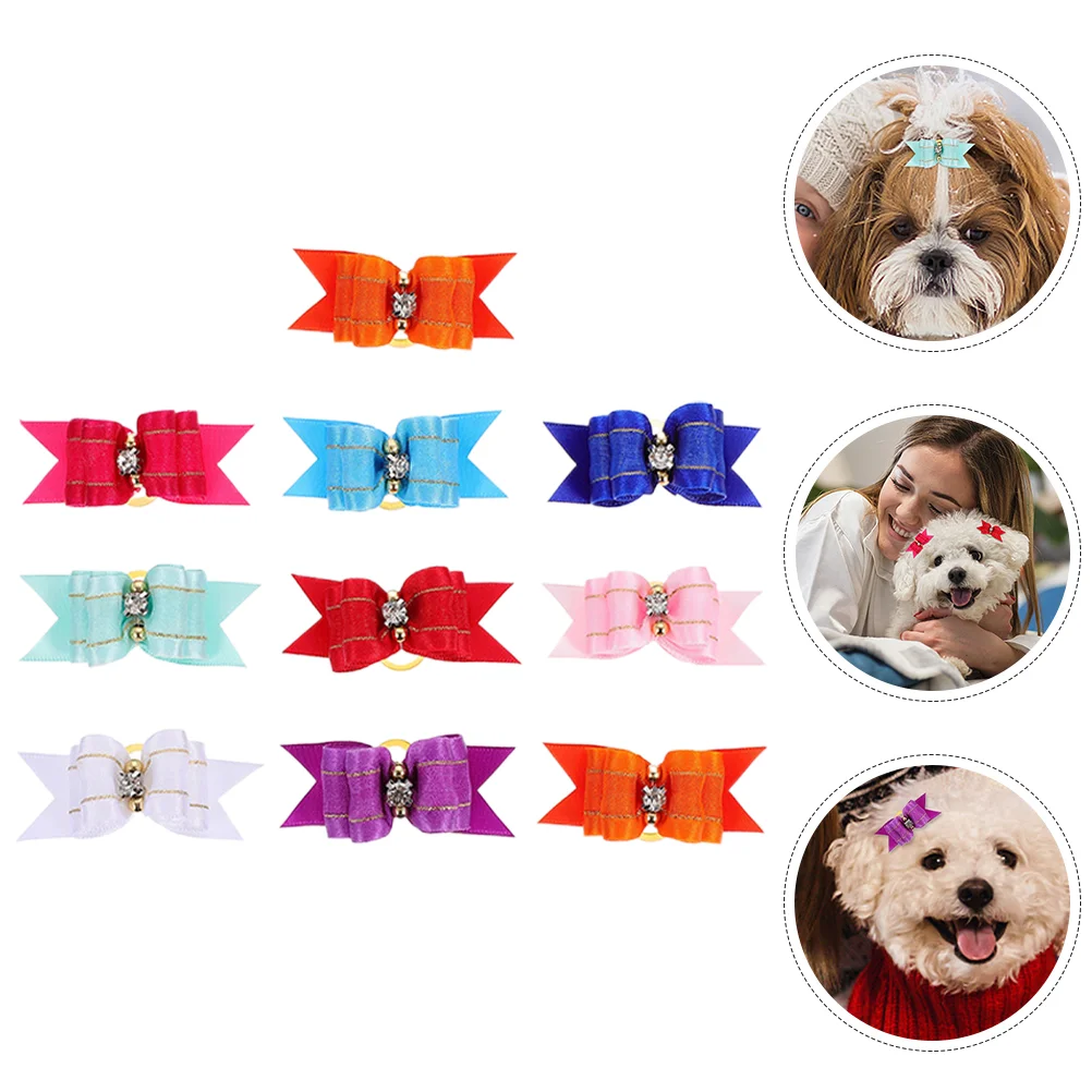 

10pcs Halloween Pet Hair Bows Dog Bowknot Hairbands Pet Dog Hair Accessories for Festival Mixed Color