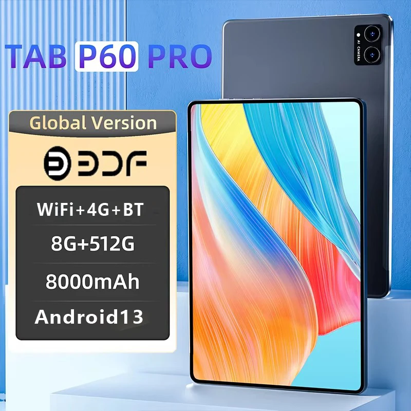 오리지널 BDF 글로벌 버전 태블릿 안드로이드 13, 10.1인치 8GB 램 512GB 롬 태블릿 PC 3G 4G LTE 듀얼 SI..