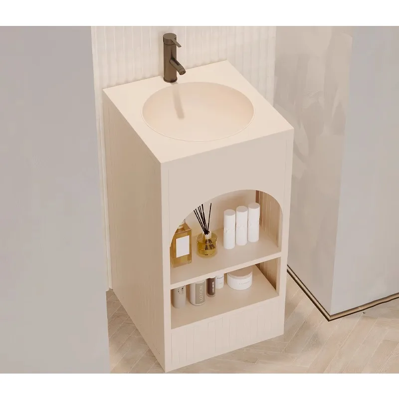 Column small washbasin industrial wind floor type integrated washbasin Internet celebrity trend color stainless steel