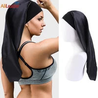 Soft Satin Sleep Cap Long Hair Braid Bonnet Comfortable Extra Long Bonnet Solid Color For Women Long Hair Dreadlock Braids 1