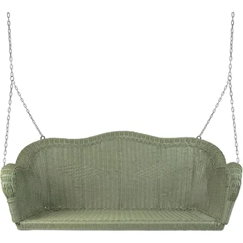 Green Hand-Woven Wicker Porch Swing 1