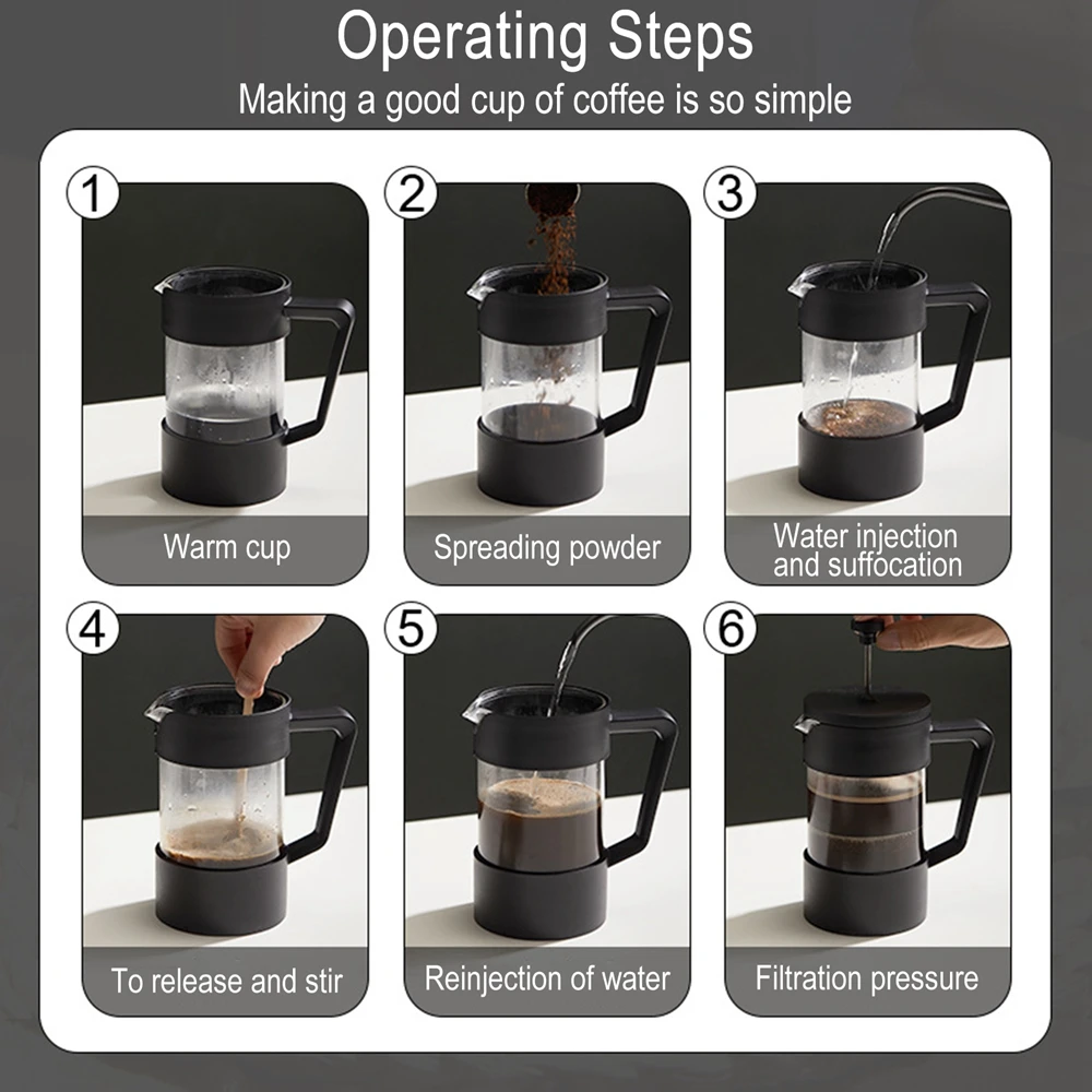 French Press Coffee Press Coffee Press 350ml/600ml French Press Pot Thickened High Borosilicate Glass Home French Press Pot Multi-purpose Coffee Maker Kitchen Supplies