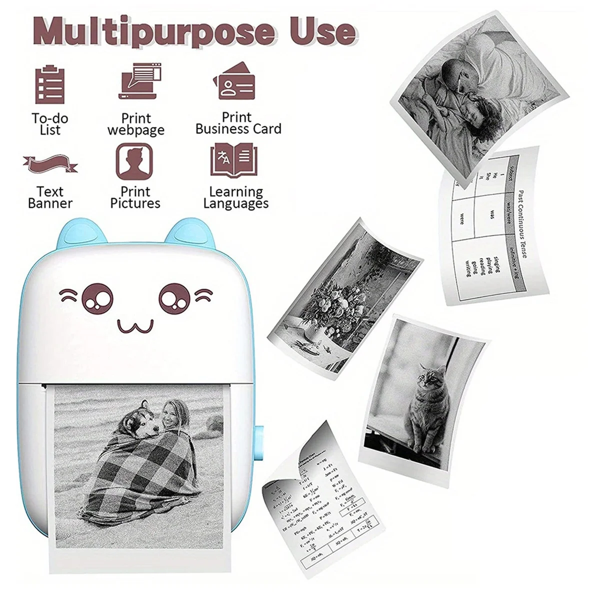 Wireless Instant Mini Thermal Printer,portable printer suitable for iOS and Android devices, ideal for printing labels, photos,