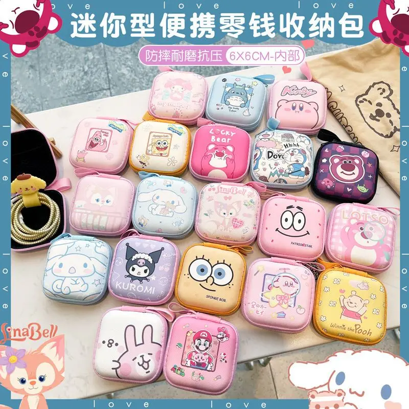 

6cm Sanrios My Melody Cinnamoroll Portable Data Cable Storage Bag Anime Hello Kitty Kuromi U Disk Charger Storage Bag Cable Gift