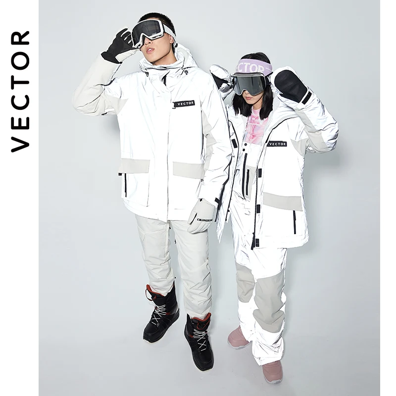 Ski Jacket Men Women Winter Windproof Reflective Hooded