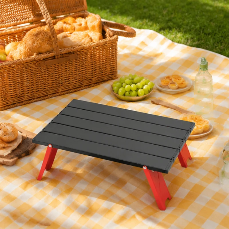 2PCS Foldable Backpacking Table, Lightweight Aluminum Roll Table for Outdoor Camping, Picnic, Fishing, BBQ & Travel, Portable