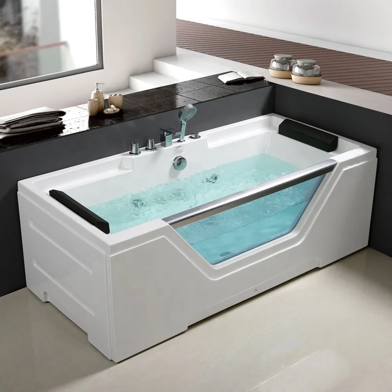 New Modern Acrylic Massage Multi Functional Glass Jacuzi Whirlpools Bathtubs And Bathroom Spa Bath Tub Balboa Led Light Double