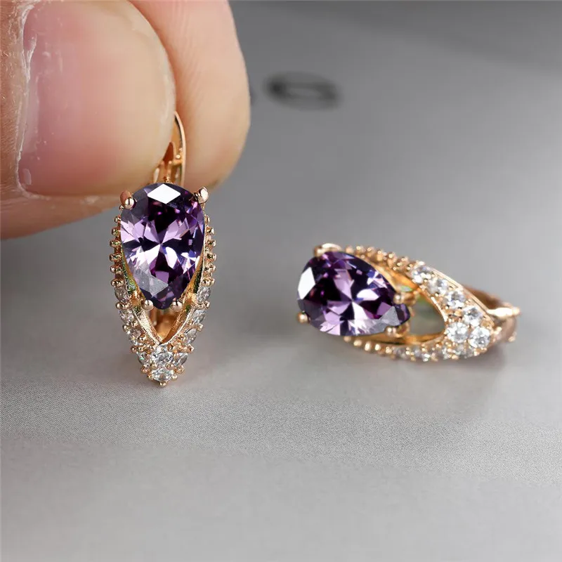Cute Female Black Zircon Stone Clip Earrings Boho Gold Color Rainbow Crystal Wedding Jewelry For Women ear clip earrings,clip earrings,ear clip,ear accessories