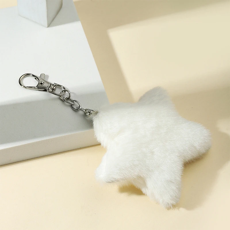 

Cute Stars Plush Toy Keychain Fluffy Soft Pentagram Key Ring Holder Backpack Bag Hanging Pendant Charms Gift For Kids Girlfriend
